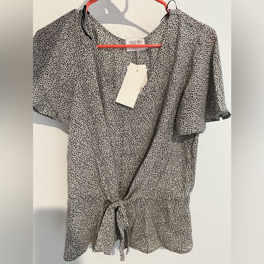 Leopard print wrap blouse